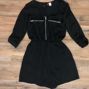 Black silk romper